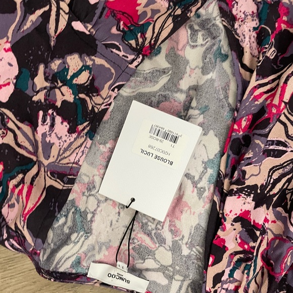 NEW Suncoo Paris Floral Top Lucil Pink Rayon Printer Blouse T1 Size Small S - Picture 8 of 10